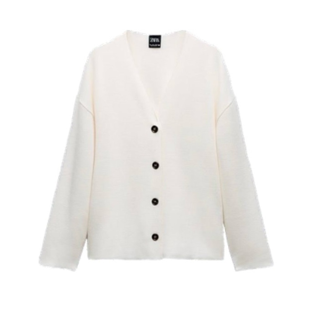Zara Women's Off-White Button-Up Cardigan